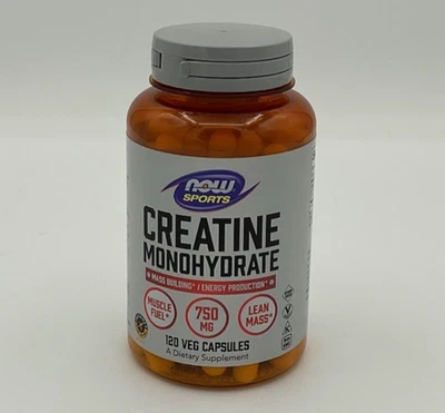 Now Sports Creatina Monohidrato 120 Cápsulas Vegetales EXP 11/27 Combustible Muscular NUEVO Foto 1 de 4