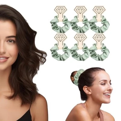 Juego de 6 corbatas para el cabello satinadas para dama de honor salvia de ducha nupcial Foto 1 de 4