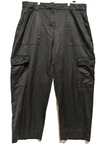 Old Navy Damen weites Bein extra hoher Bund Cargohose Gr. 16 schwarz Satin Grunge - Bild 1 von 9
