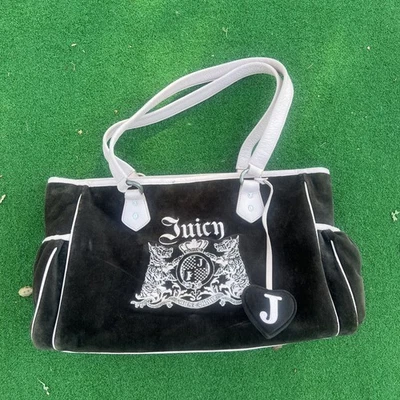 Bolsa de pañales de terciopelo Juicy Couture Y2K marrón y rosa de colección. Foto 1 de 4