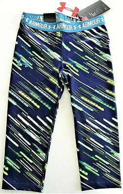 Under Armour Girls' Heat Gear Capri Leggings Spandex Pants Youth UPF 30 - NWT - Image 1 of 4