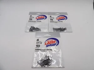 3 Package Eagle Claw Lazer Sharp Swivels in Size 4 Powerlight Swivels at 130 lb - Picture 1 of 3