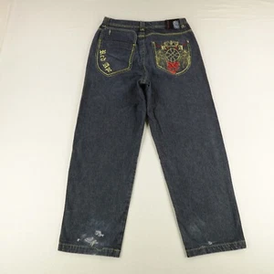 Vintage Red Ape Jeans Mens 40 Blue Denim Embroidered Baggy Hip Hop Skater Y2K ^ - Picture 1 of 20