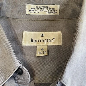 Barrington Men’s Gray Button Down Collared Work Shirt Size 16 34/35 Business - Picture 1 of 13