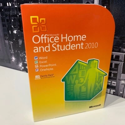 Microsoft Office 2010 Home Student 3-User Word Excel PowerPoint Windows 10 11 - Image 1 of 4