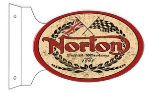 NORTON BRITISH MOTORCYCLES 18" HEAVY DUTY USA METAL DOUBLE SIDED GAS ADV SIGN - Picture 1 of 1