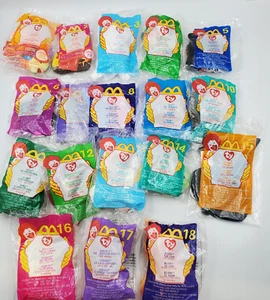 TY 2000 Teenie Beanie Babies McDonald's Happy Meal Spielzeug versiegelt KOMPLETTES SET 1-18 - Bild 1 von 2