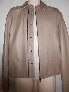 New Pringle of Scotland beige leather and wool jacket S RRP £1495 - Picture 1 of 12