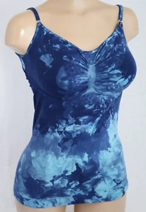 ♥Schlankstütz Mieder Leicht-Spaghetti Top Aqua Saphir *Batik* XXL 50/52 SK1♥ - Picture 1 of 5