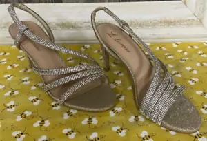 L Lorraine Jenelle Zapatos Estrás Brillantes Formales Baile de graduación Boda Tacones Talla 7 NUEVO - Imagen 1 de 18