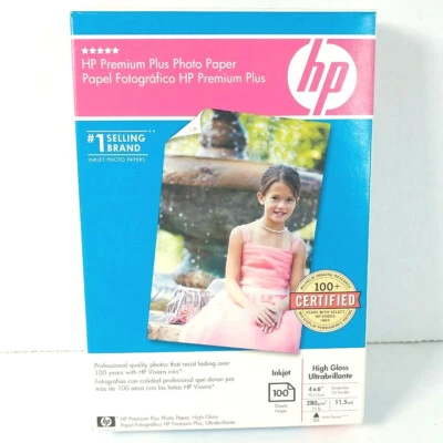 HP Premium Plus Photo Paper High Gloss 100 Sheets 4x6" NEW SEALED - Image 1 of 4