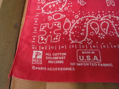 Lenço Bandana Vermelho EUA Colorfast Paisley Algodão COMO ESTÁ  - Imagem 1 de 4