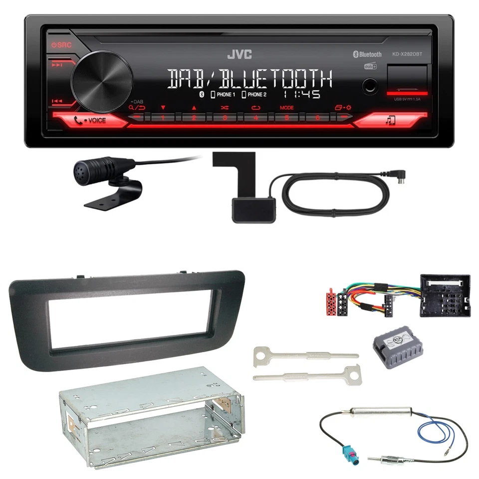 JVC KD-X282DBT Bluetooth Digitalradio Einbauset für Skoda Fabia 2 Roomster - Bild 1 von 1