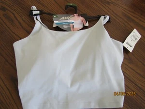 NEW AVIA BRAND PADDED SPORT GRAY CROP-LOW SUPPORT-HIDDEN SHELF BRA SIZE XLARGE - Picture 1 of 6