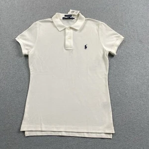 NEW Ralph Lauren Polo Shirt Womens Large White Skinny Polo Preppy Pony NWT $75 - Picture 1 of 11