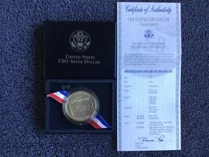 1991 US Mint 50th Anniversary USO PROOF + UNCIRCULATED Silver Dollars - Picture 1 of 2