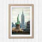 NEW YORK EMPIRE STATE LIBERTY VINTAGE NYC FRAMED WALL ART PICTURE PRINT POSTER