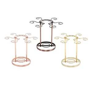 Wine Glass Holder Countertop with 6 Hooks Goblet Storage Rack for Desktop - Picture 1 of 33
