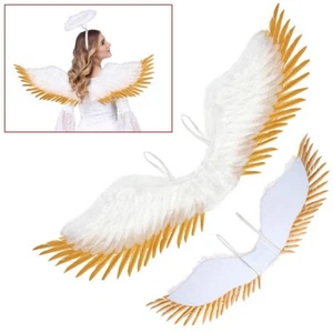 Gold-Weiße Engelsflügel / Weihnachten Engel Flügel Christkind Fest Deko Flügel - Bild 1 von 5