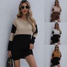Stylish Long Sleeves Casual Dress for Women Knit Sweater Dress Round Neck Dress