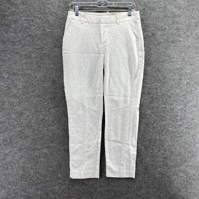 Pantalones de día A New para mujer 6 blancos a lunares tiro medio plisados bolsillos elásticos algodón Foto 1 de 4