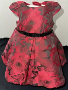 Abito formale rosa rossa bimba 3-6 mesi posto bambino-bottone schiena-strato - Foto 1 di 6