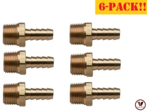 6-PACK! NEW!! 5/16"X1/2" Brass MALE NPT Barb Hose Straight Fitting 125-5D - Picture 1 of 4