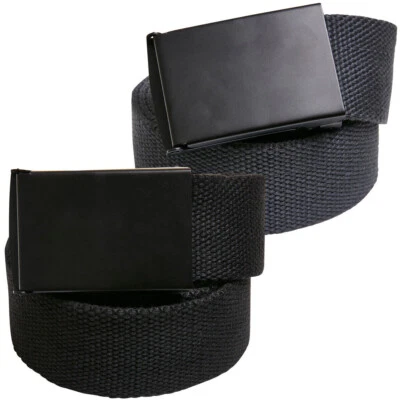 Build your Brand Lona Cinturón Unisex Ajustable sin Niveles Hebilla de Metal - Imagen 1 de 4