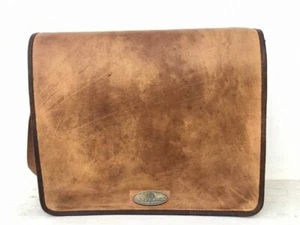 Braun PC Laptop Umhängetasche UmhängetascNatürliches Wachs Vintage Herren Leder - Bild 1 von 5