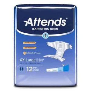 Attends Bariatric Incontinence Briefs Unisex Adult Diapers With Tabs 2XL - 3XL - Picture 1 of 6