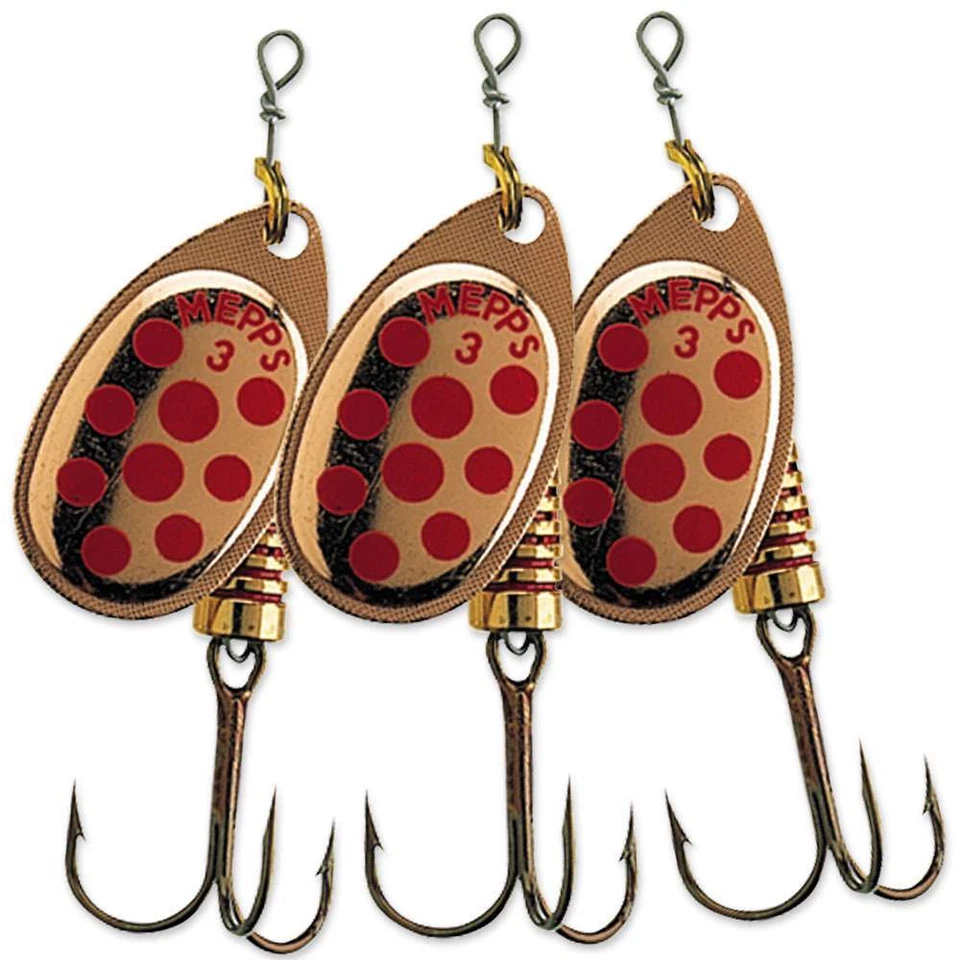 Mepps Aglia Decoree mit Punkten Spinner - 3er Pack - gold/rot - versch. Größen - Bild 1 von 1