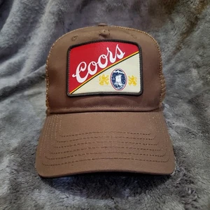 COORS Banquet Brown Hat Square Logo Cap Beer Retro Patch Adjustable Snapback - Picture 1 of 9
