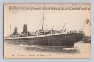 SS LA SAVOIE FRENCH LINE GFC STEAMSHIP PASSING THROUGH LE HAVRE  - Picture 1 of 2