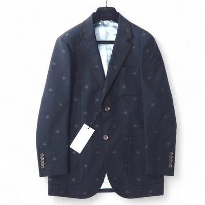 Blazer bordado abeja GUCCI NUEVO CON ETIQUETAS EU44 hombre azul oscuro artículo casi como nuevo de Japón Foto 1 de 4