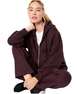 Old Navy Women’s Oversized Bounce Fleece Hoodie Sweatshirt In Boxwood Wine NWT S - Picture 1 of 16