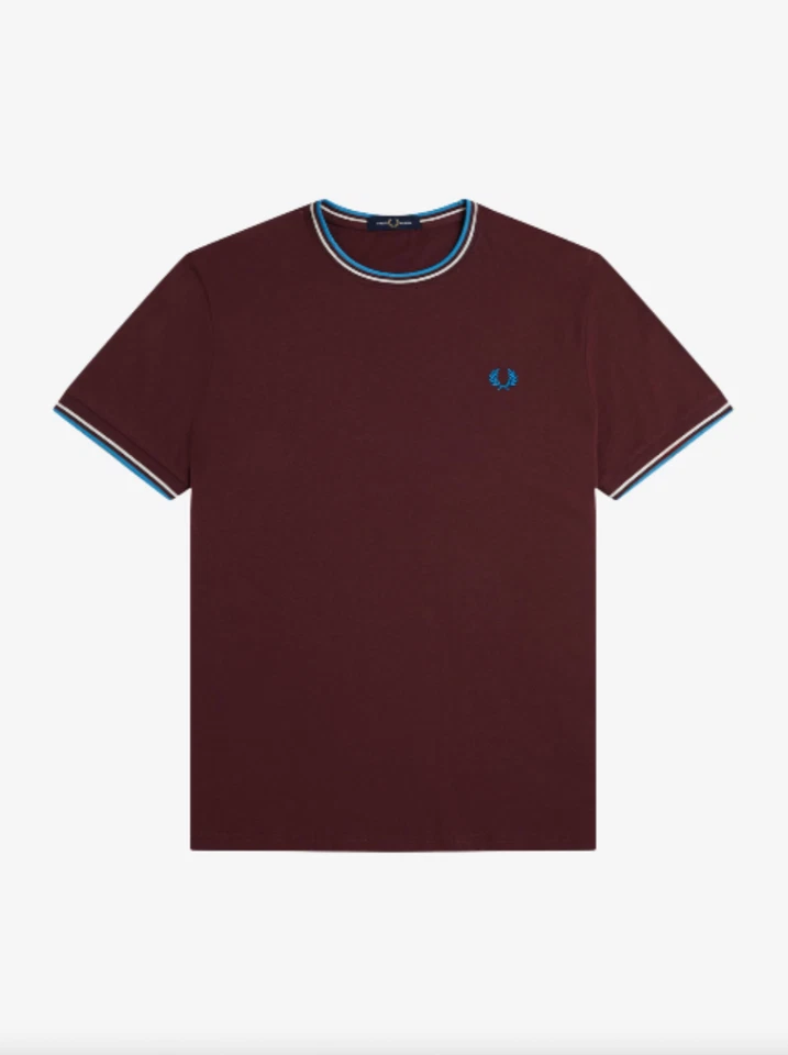 T-shirt Fred Perry doppia punta/sangue di bue - Medium DHL NEXT DAY - Immagine 1 di 1