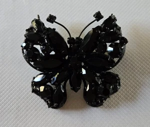 Vintage REGENCY schwarz Strass Schmetterling Pin - Bild 1 von 6