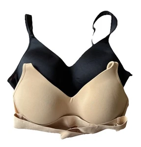 Rhonda Shear Confezione 2 reggiseni coppa sagomata con dettaglio rete posteriore incrociato nero beige taglia L - Foto 1 di 3
