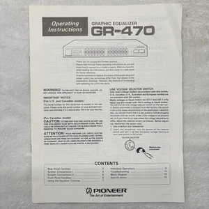 Pioneer GR-470 Equalizer Owners User Manual Original - Picture 1 of 2