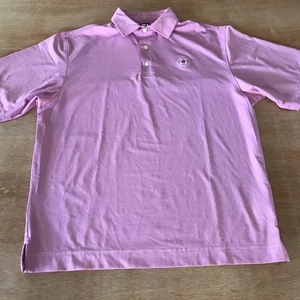 FootJoy Performance Polo Shirt Men M Pink Striped Logo Short Sleeve Athleisure - Picture 1 of 11