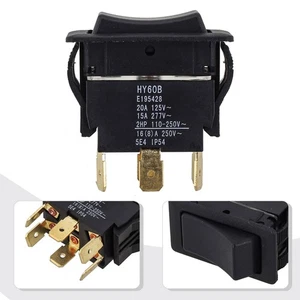 1PC HY60B Rocker Switch ON-OFF-ON Pushbutton Switch 125/250V 20/15A 6-Terminals - Picture 1 of 17