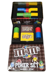 M&M’s Collector’s Edition Poker Set Tin Box Karten Chips Komplett Retro Spiel - Bild 1 von 9