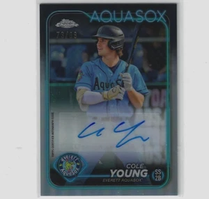 2024 TOPPS CHROME PRO DEBUT COLE YOUNG EVERETT AQUASOX AUTO /99 MINT - Picture 1 of 2