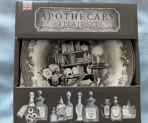 Set of 4 Eaton Fine Dining Apothecary Halloween Salad Dessert Side Plates New - Picture 1 of 8