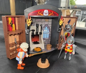 Playmobil Knights Armory Play Set Medieval BLACKSMITH 5637 Nearly Complete. VGC - Picture 1 of 13
