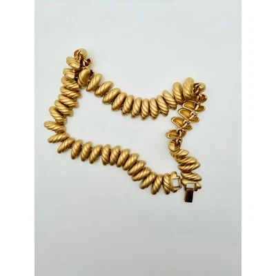 Vintage Erwin Pearl Gold Tone Sculptural Link Necklace Signed Designer Statement - Image 1 of 3
