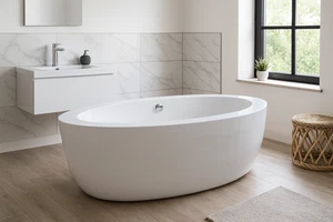 Freistehende Badewanne 189x93 cm | Oval | Weiß | Modernes Design | NEU | Acryl - Bild 1 von 6