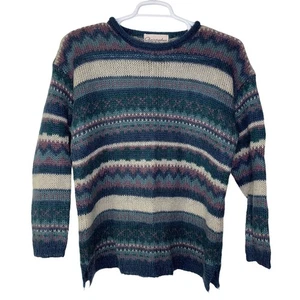 Vintage Christopher & Banks Women's Large Sweater Mohair Blend Knit Striped 90s - Picture 1 of 9