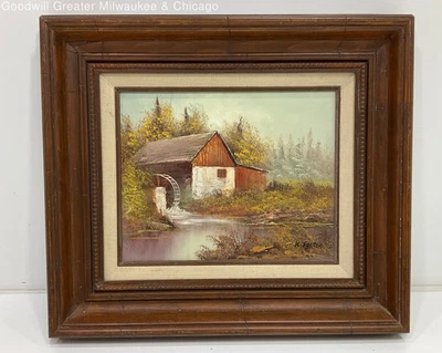 Pintura de casa de pozo pequeño firmada por K.Falter Foto 1 de 4