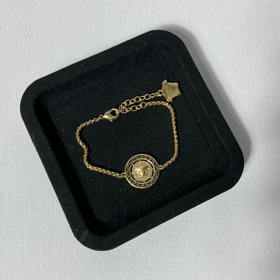 范思哲金色logo手链带盒 — 第 1/4 张图片